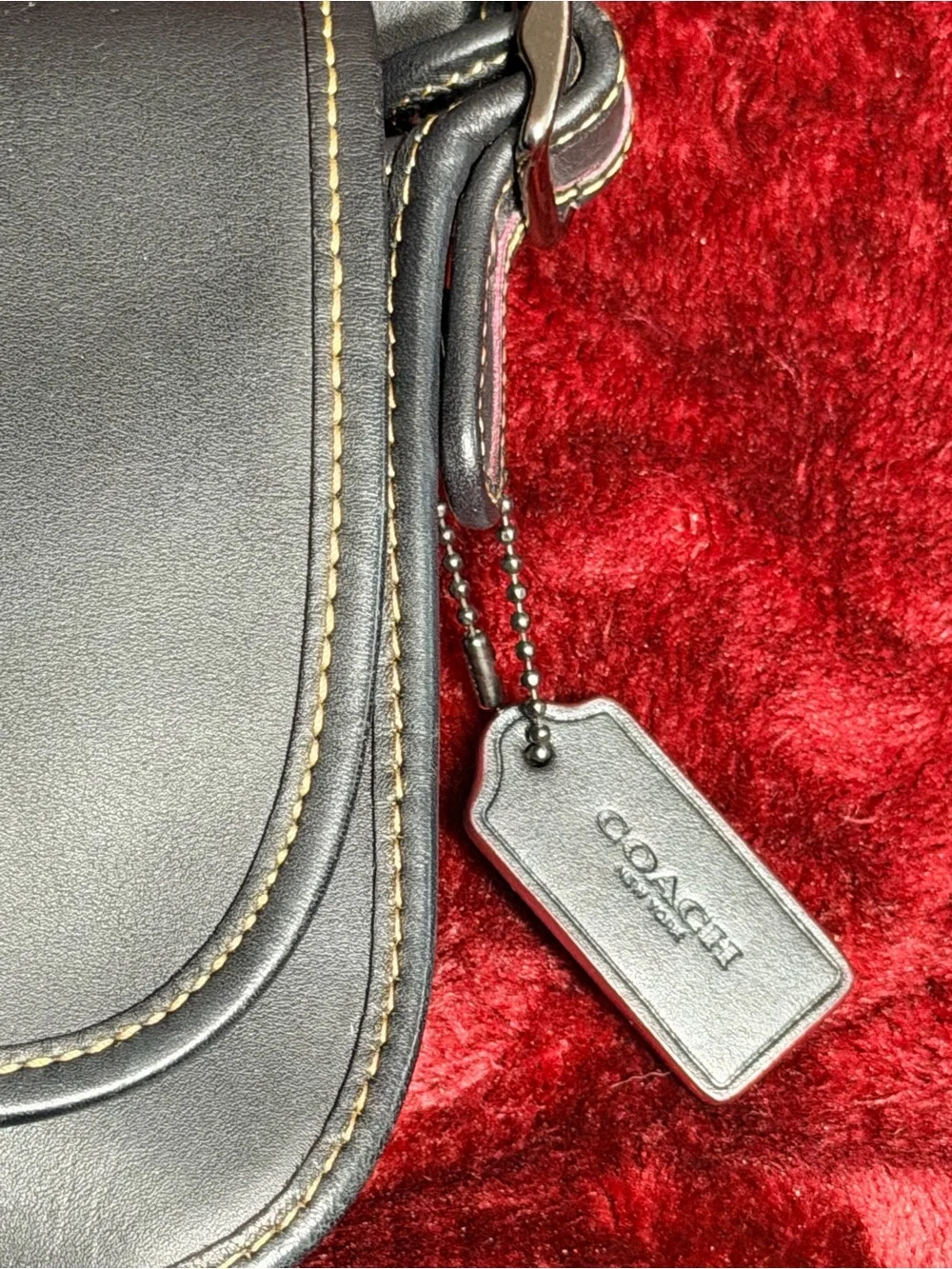 Coach x Disney Patricia Saddle Bag Black Leather Mickey Ears F59369